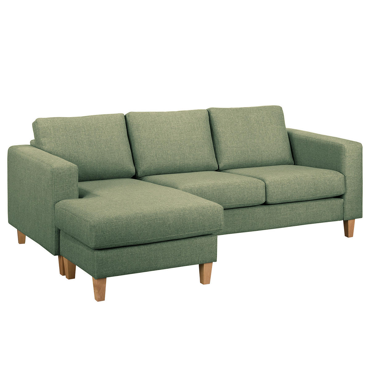ECKSOFA 2-SITZER mit Longchair - Buchefarben/Pinienfarben, Holz/Buchenholz (214/140cm) - home24