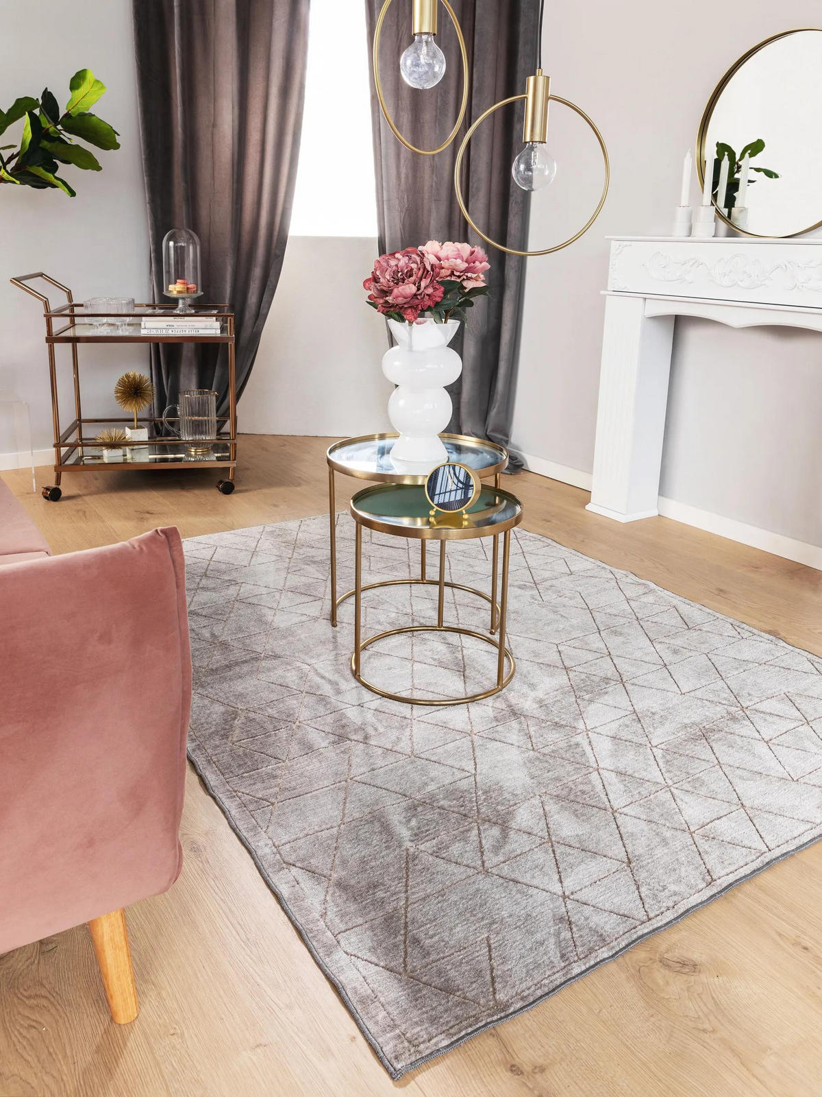 TEPPICH Daisy Grau 100x150 cm - Grau, Kunststoff/Textil (100/150cm) - benuta