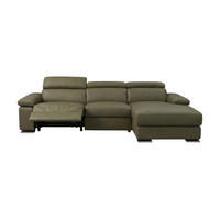 ECKSOFA Plutone Echtleder mit 1 x Relaxfunktion Olivgrün - Olivgrün, Leder/Metall (165/286cm)