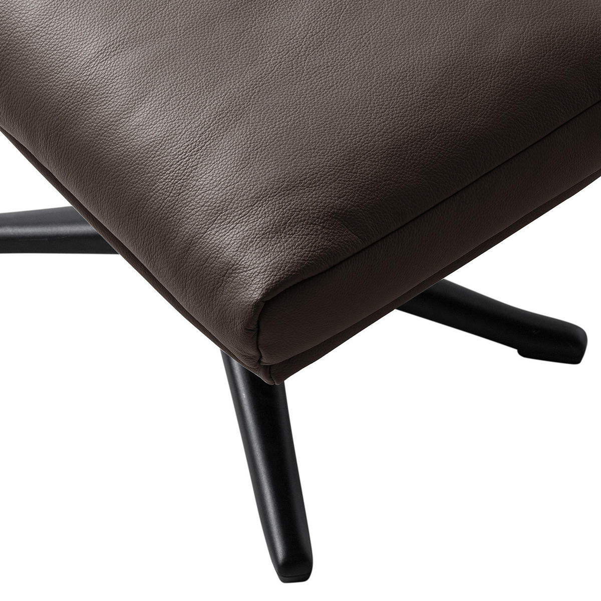 POLSTERHOCKER mit Kreuzfuß - Dunkelbraun/Schwarz, Leder/Metall (51/37/41cm) - home24