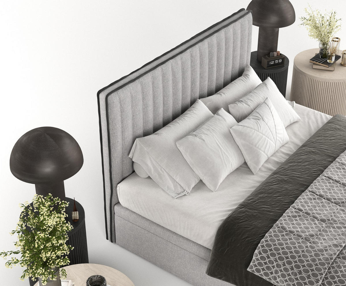 POLSTERBETT Keva mit Stauraum 160/200 cm Grau im Megan Stoff - Schwarz/Grau, Holz/Holzwerkstoff (160/200cm) - AltaBeds