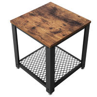 BEISTELLTISCH Rustikales Braun Schwarz 45x45 cm LET41X Verstellbare Füße - Weiß, Holz (45/45/55cm)