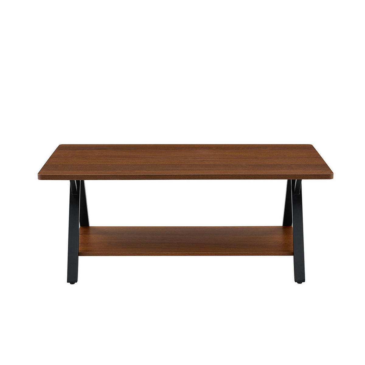COUCHTISCH 110x57x44,5cm mit Stauraumregal, Moderner industrieller - Walnussfarben, Holz/Holzwerkstoff (110/57/44.5cm) - KOMHTOM