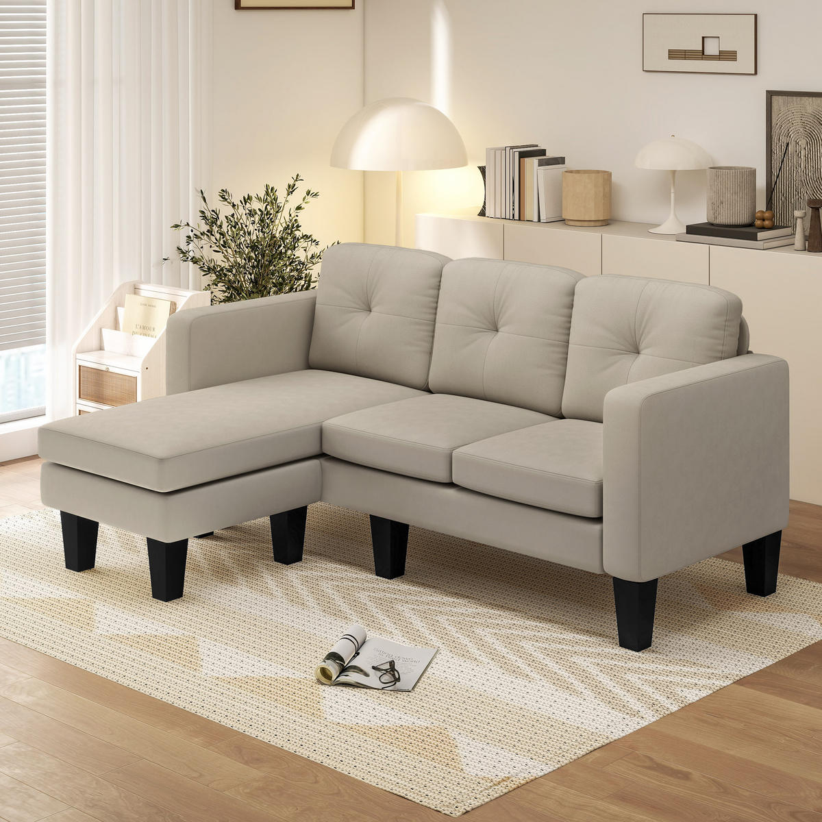 ECKSOFA Beige 186/130/84 cm - Beige, Textil (186/130cm) - PANGIVO