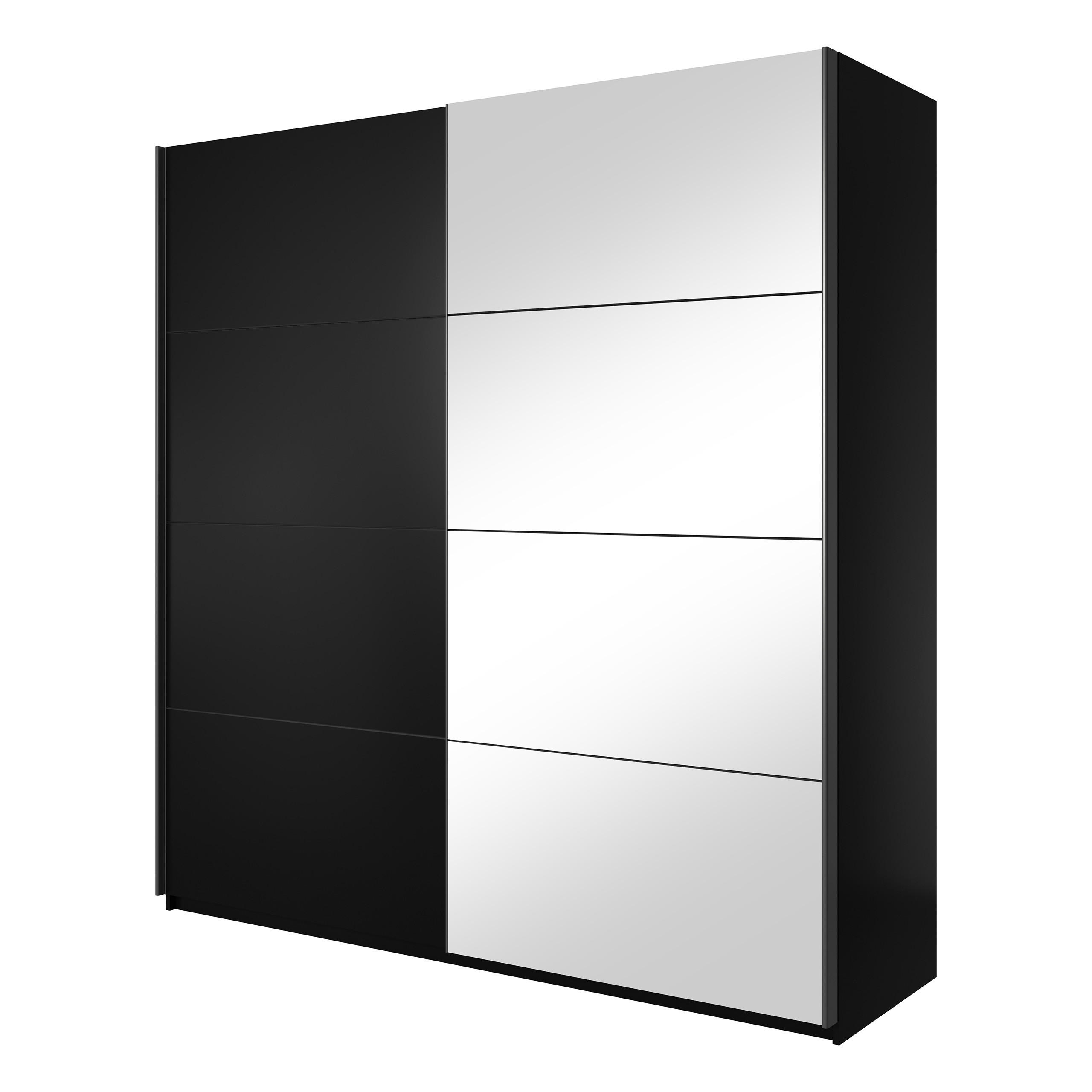 Masseno Schwebetürenschrank Schwarz 180x210x61 cm