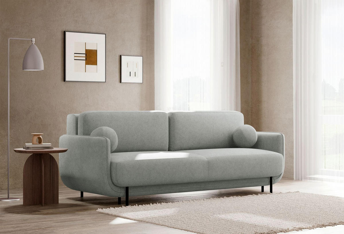 SCHLAFSOFA Ovals Hellgrau - Hellgrau/Schwarz, Textil/Metall (236/95/96cm) - Selsey