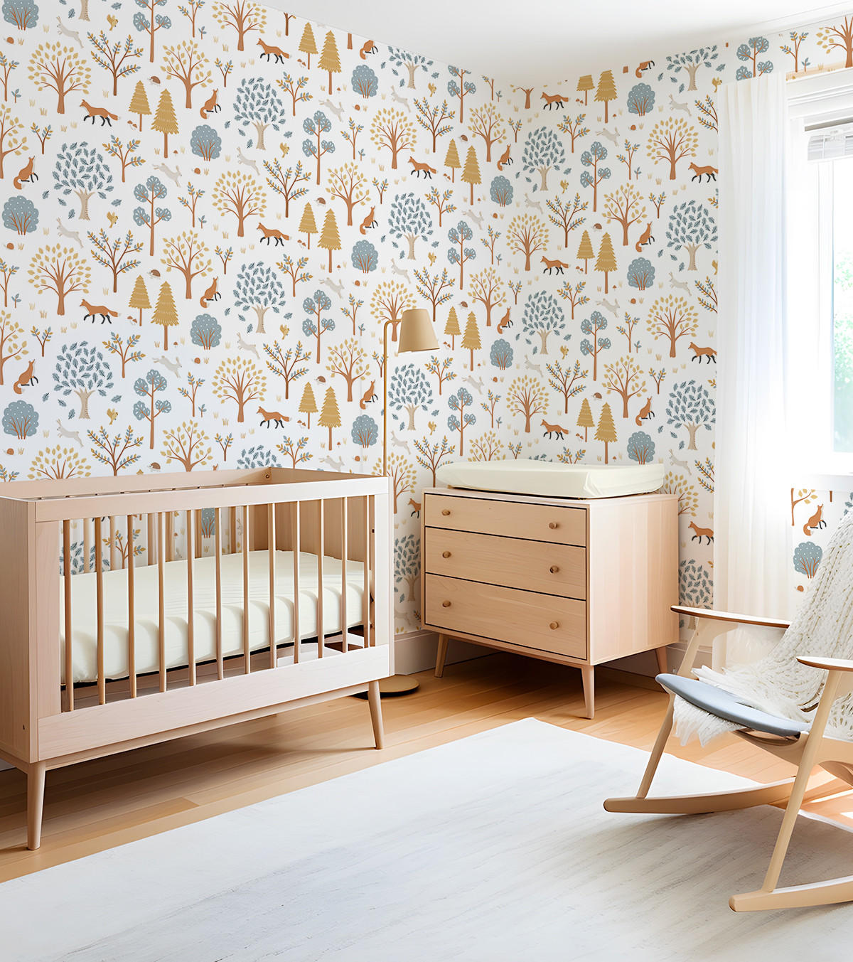 VLIESTAPETE Jöro, Wald und Fuchs 50 cm x 10m, Mehrfarbig - Multicolor, Papier (50/1000cm) - Lilipinso