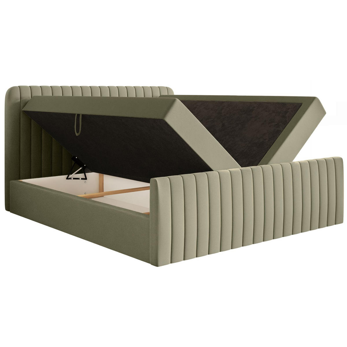 BOXBETT Saliano mit Topper und Chenille-Bezug Olivgrün, 140x200 cm - Olivgrün, Kunststoff/Textil (140/200cm) - Selsey