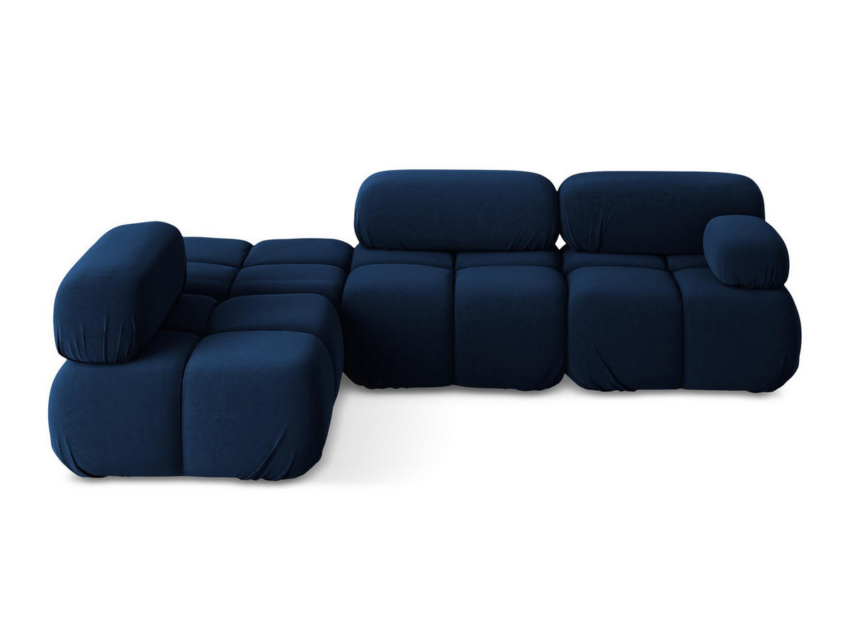 ECKSOFA Links Samt Stoff Blau - Blau/Schwarz, Kunststoff/Textil (190/285cm) - Makamii
