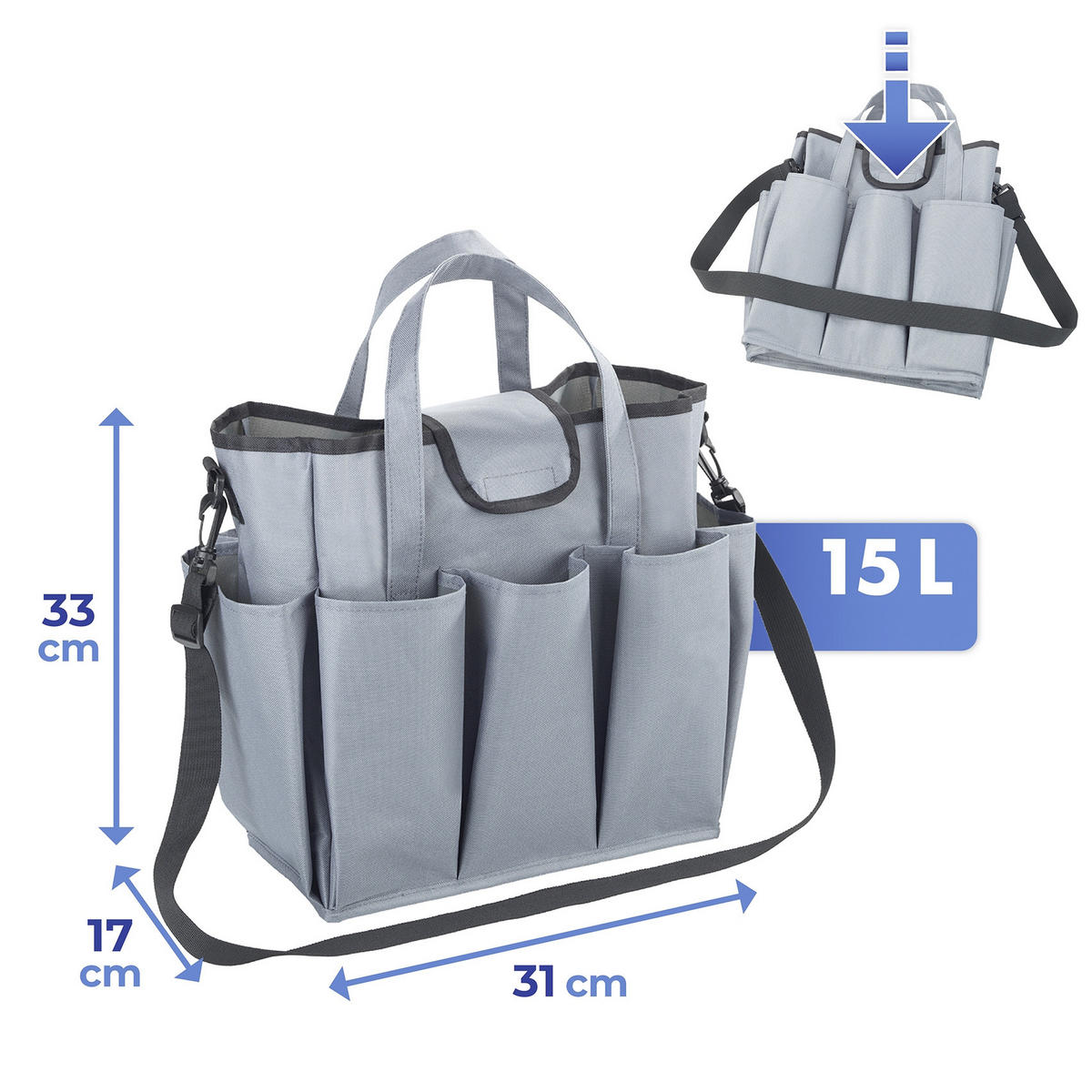 WERKZEUGORGANIZER Schultertasche 15 l - Grau, Textil (17/33/31cm) - Maximex