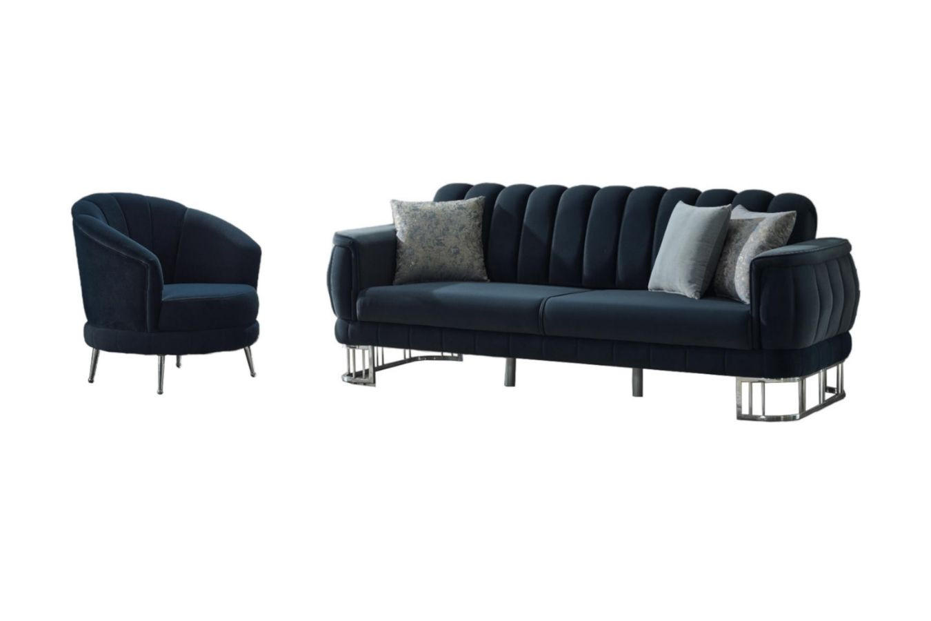 SITZGARNITUR Apollon Anthrazit Stellvariante:2+1 - Anthrazit, Holz/Textil (170/85/95cm) - Villa Möbel