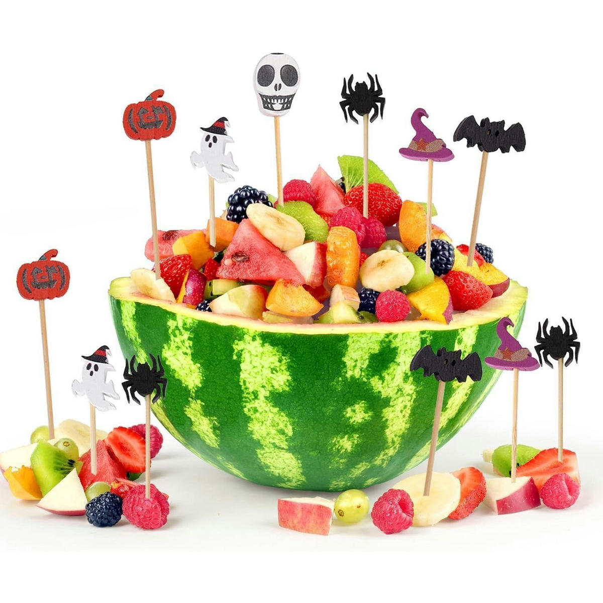 COCKTAILSPIESSE Halloween 100er Set mit Deko - Multicolor, Holz (1/1/12cm)