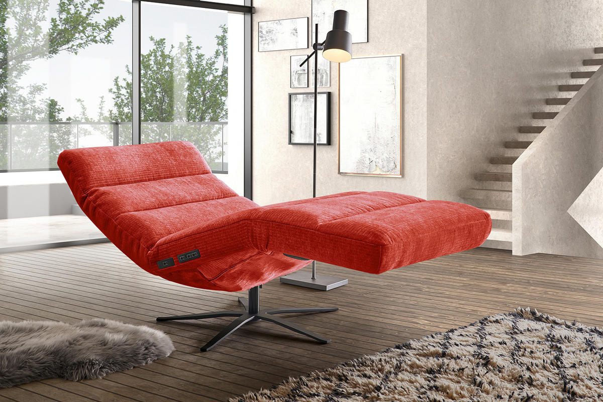 RELAXLIEGE ALINA Rot Cord - Rot/Schwarz, Textil/Metall (82/115/156cm) - KAWOLA