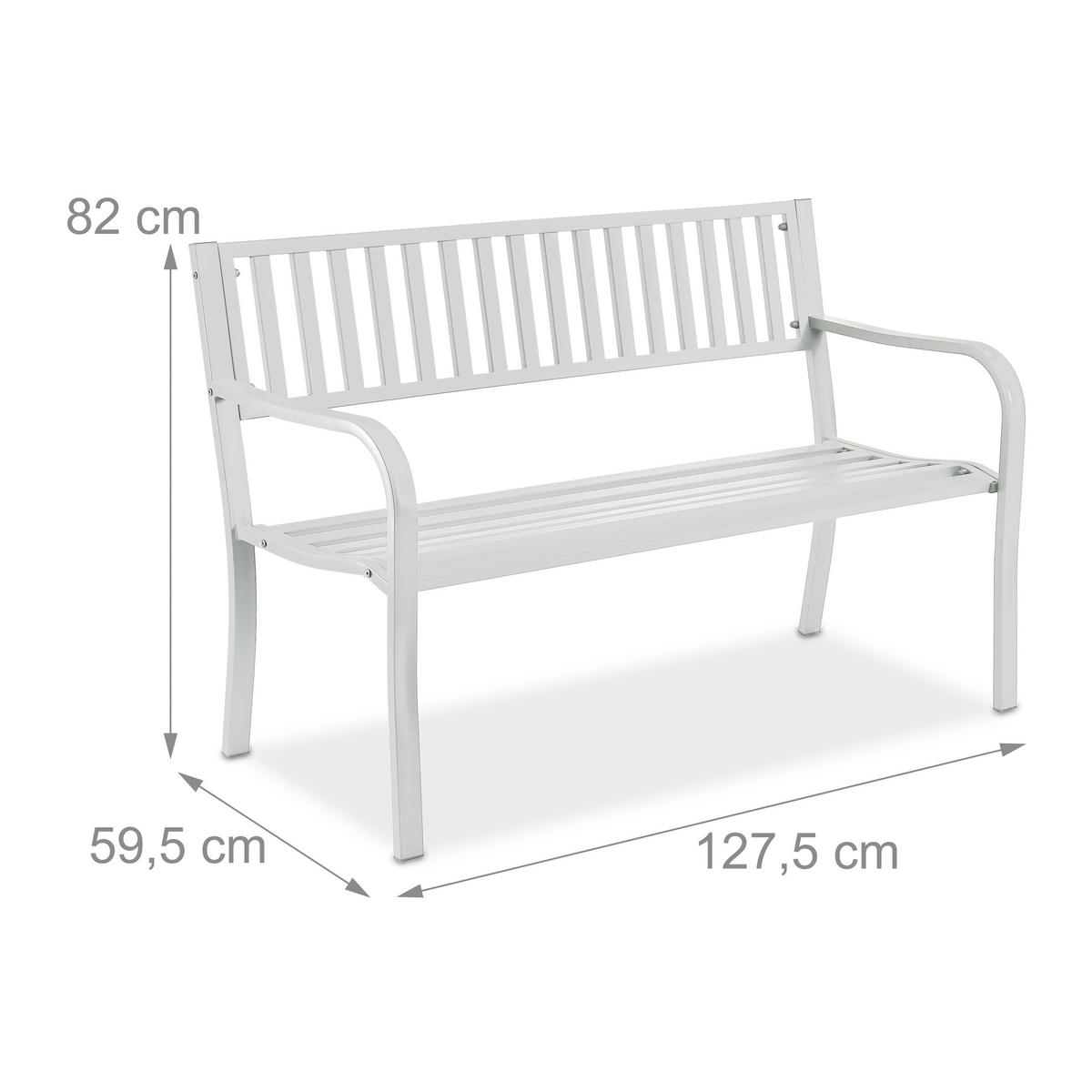 GARTENBANK - Weiß, Metall (127.5/82/59.5cm) - Relaxdays
