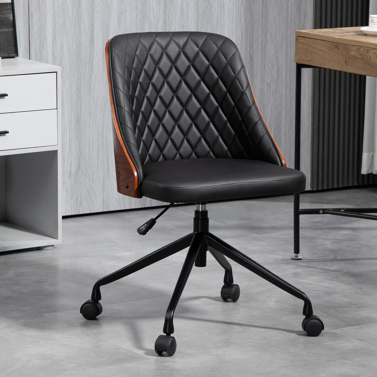 BÜROSTUHL Schreibtischstuhl Drehstuhl höhenverstellbarer ergonomisch Schwarz - Schwarz, Metall (54.5/87/48.5cm) - Vinsetto