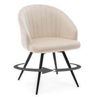 STUHL MODENA drehbar gepolsterter mit Steppung - beige - Samt Velour - Beige/Schwarz, Textil/Metall (57/80/59cm) - NEW HOME