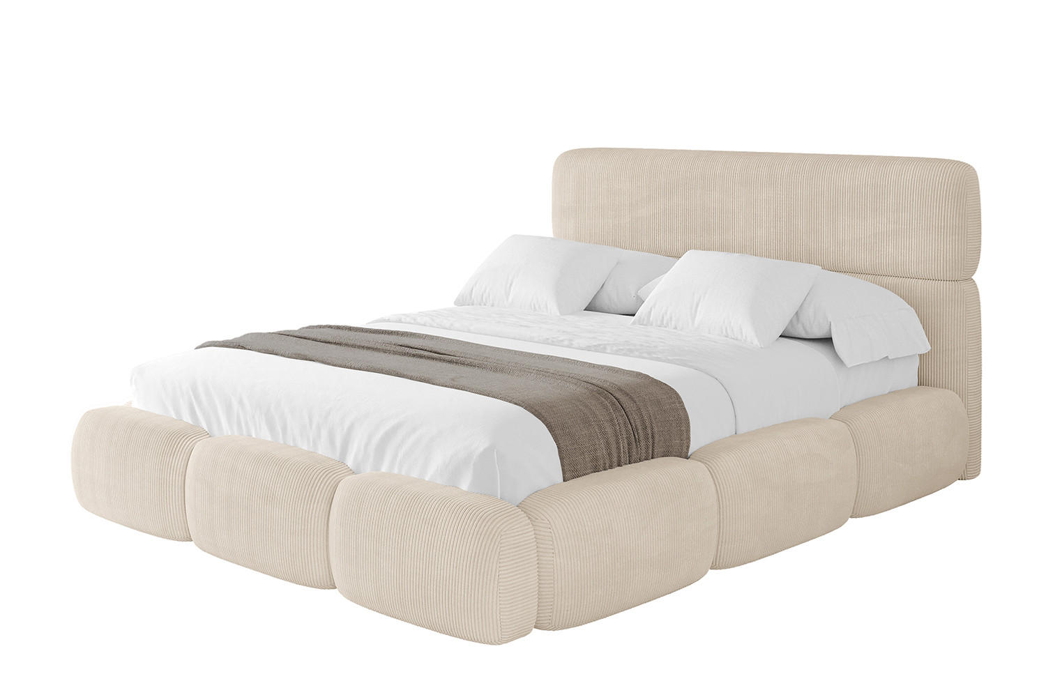 POLSTERBETT mit Bettkasten und Lattenrost, Boxbett ohne Matratze - ELVA 160x200 Beige - Creme, Holzwerkstoff/Textil (160/200cm) - ALTDECOR