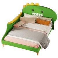 KINDERBETT 140/200 cm in Grün mit Dinosaurier-Design aus PU - Grün, Leder (140/200cm) - Flora Grace