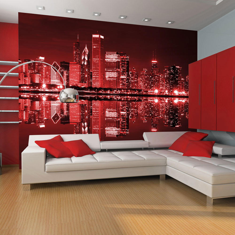 VLIESTAPETE Rot 300/231 cm - Rot/Schwarz, Textil (300/1cm) - KUNSTLOFT