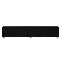 TV-SCHRANK Schwarz 180/35/40 cm, 4 Türen, Bogenrelief, Metallfüße - Schwarz, Holzwerkstoff (180/40/35cm) - PANGIVO