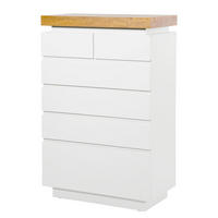 KOMMODE - Inkl. Beleuchtung - Eichefarben/Weiß, Holzwerkstoff (73/113/40cm) - home24