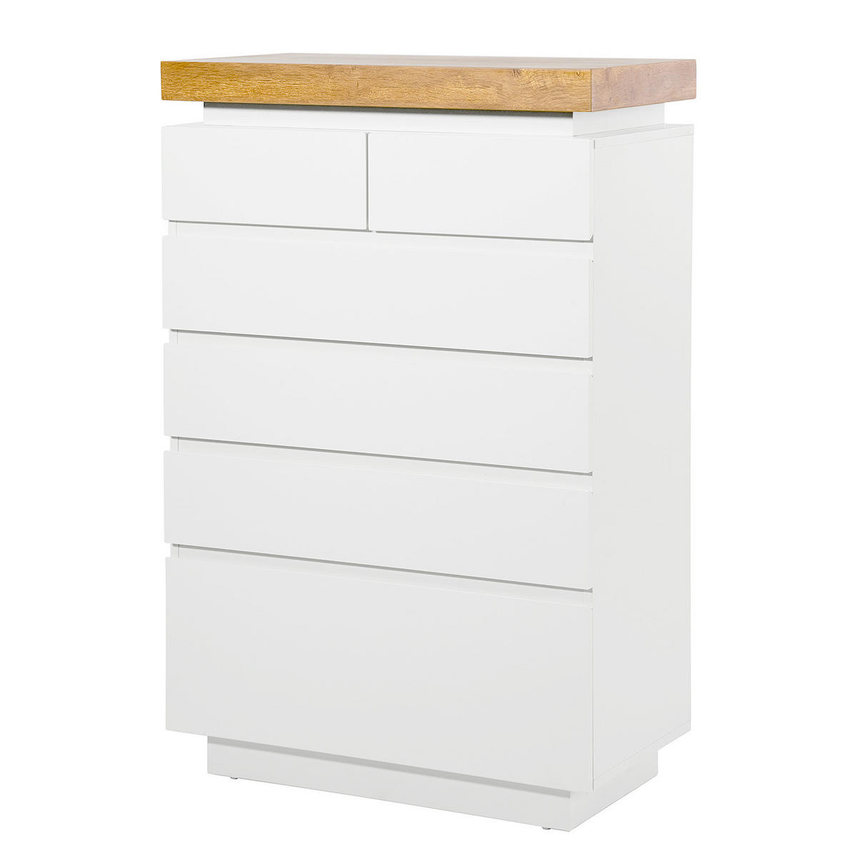 KOMMODE - Inkl. Beleuchtung - Eichefarben/Weiß, Holzwerkstoff (73/113/40cm) - home24