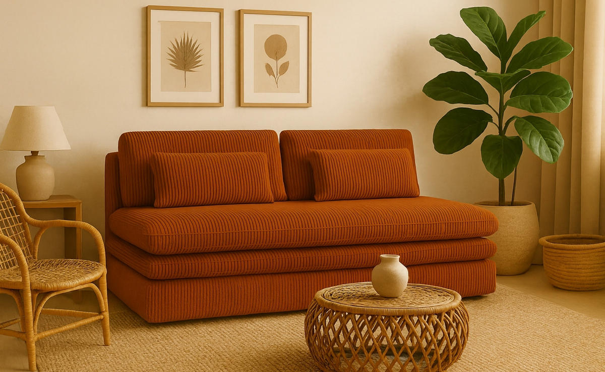 SCHLAFSOFA Mit Bettkasten OLIA, Stoff Poso, Kupfer - Orange, Holz (190/75/90cm) - Kaiser Möbel