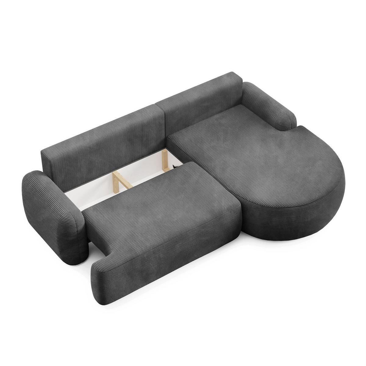 ECKSOFA CLEO II mit Schlaffunktion Version Rechte Poso 60 - Grau, Kunststoff (264/172cm) - Lookway