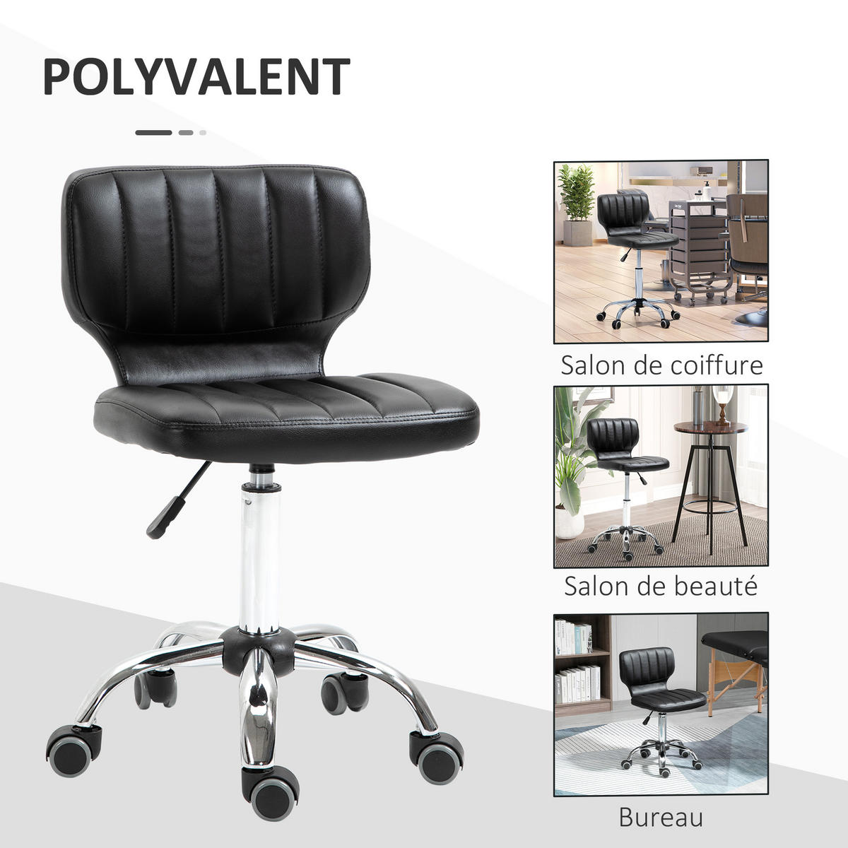 BÜROHOCKER DE-18008 höhenverstellbar 47-62 cm, gepolstert Schwarz - Schwarz, Metall (47/87/45cm) - ComfortXL