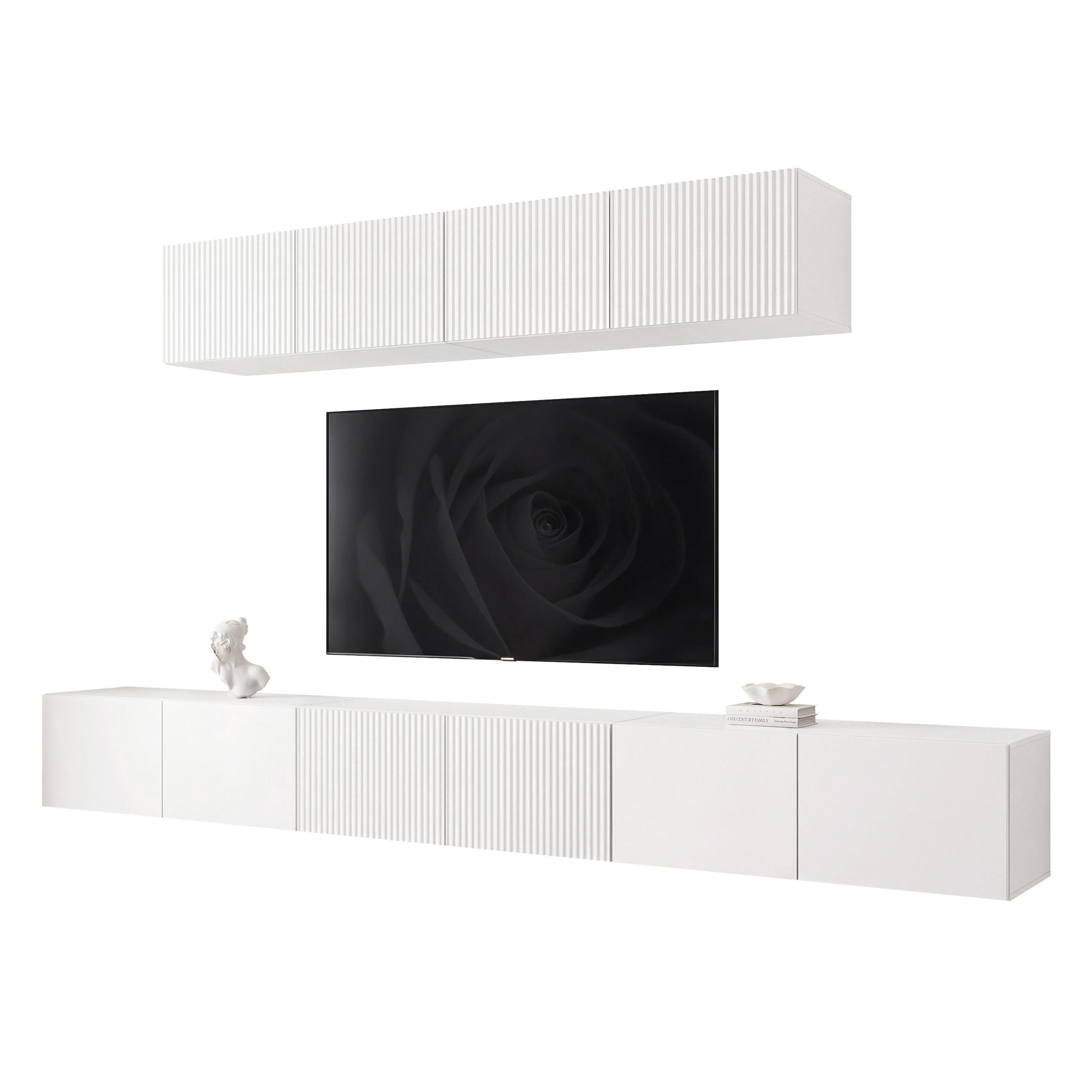 TV-LOWBOARD ANGEL VIII mit LED-Beleuchtung, 300 cm Weiß matt - Weiß, Holzwerkstoff (300/72/40cm) - Idohome