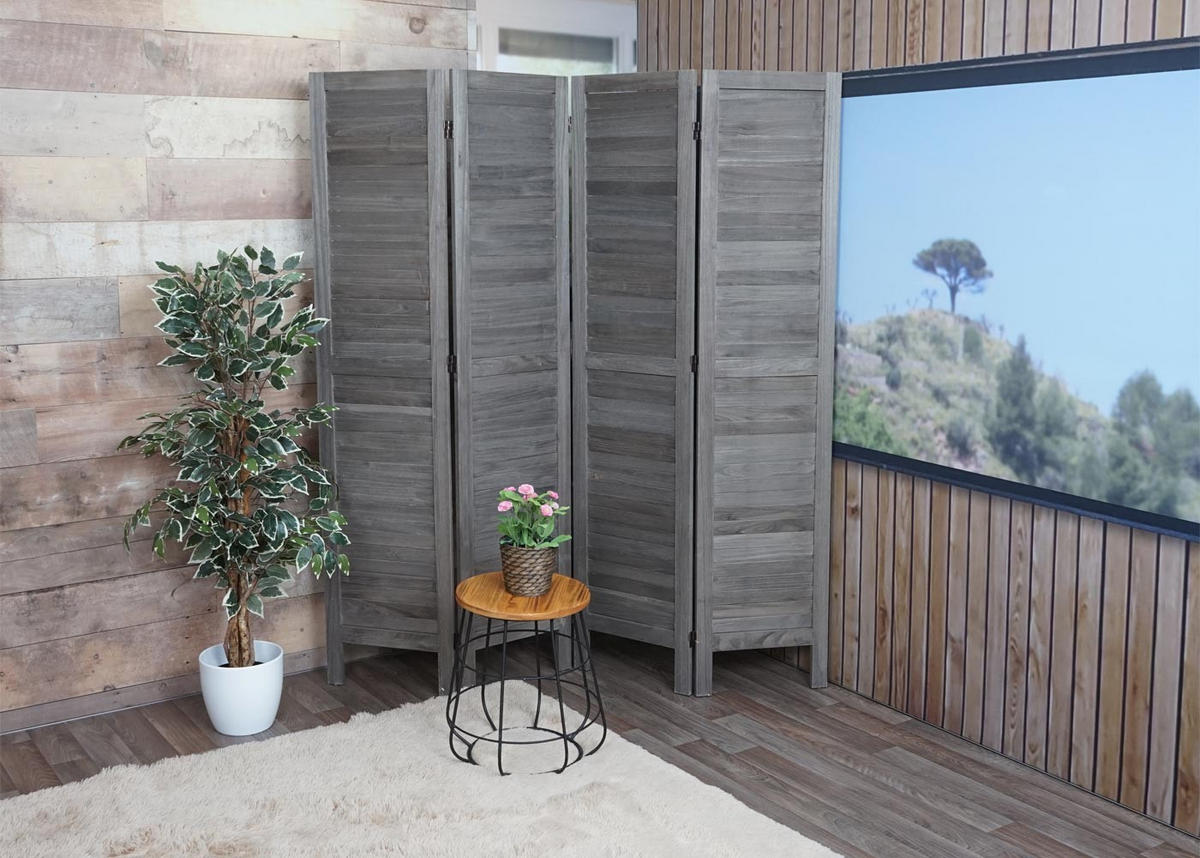 PARAVENT Grau, Braun - Braun/Grau, Holz (162/170/2cm) - MCW