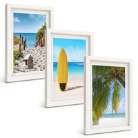 BILDER SET 3er Set - 20x30 cm Weißer Rahmen - Urlaubsstrände, Wellen, Palmen - Weiß, Kunststoff (20/30cm) - TULUP