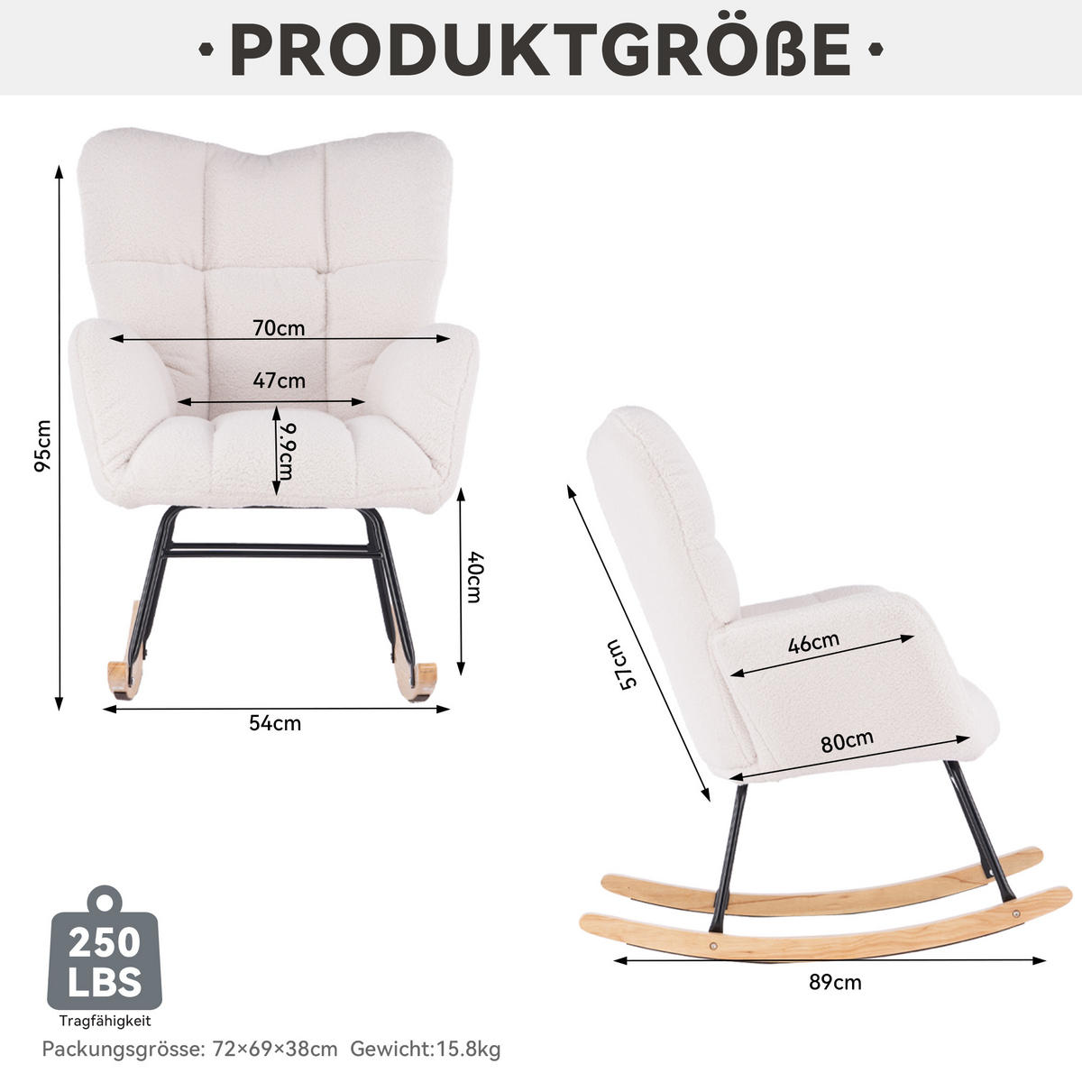SCHAUKELSESSEL Weiß - Weiß, Holz/Textil (70/95/80cm) - Urban Meuble