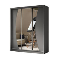 SCHWEBETÜRENSCHRANK VOCE 180/216/61 cm 3-türig mit Spiegel Grau - Grau, Holzwerkstoff (180/216/61cm) - MASSENO
