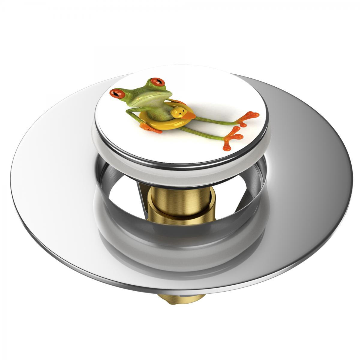 WASCHBECKENSTÖPSEL Pop-Up Froggy - Weiß, Metall (6/4/5cm) - Sanilo