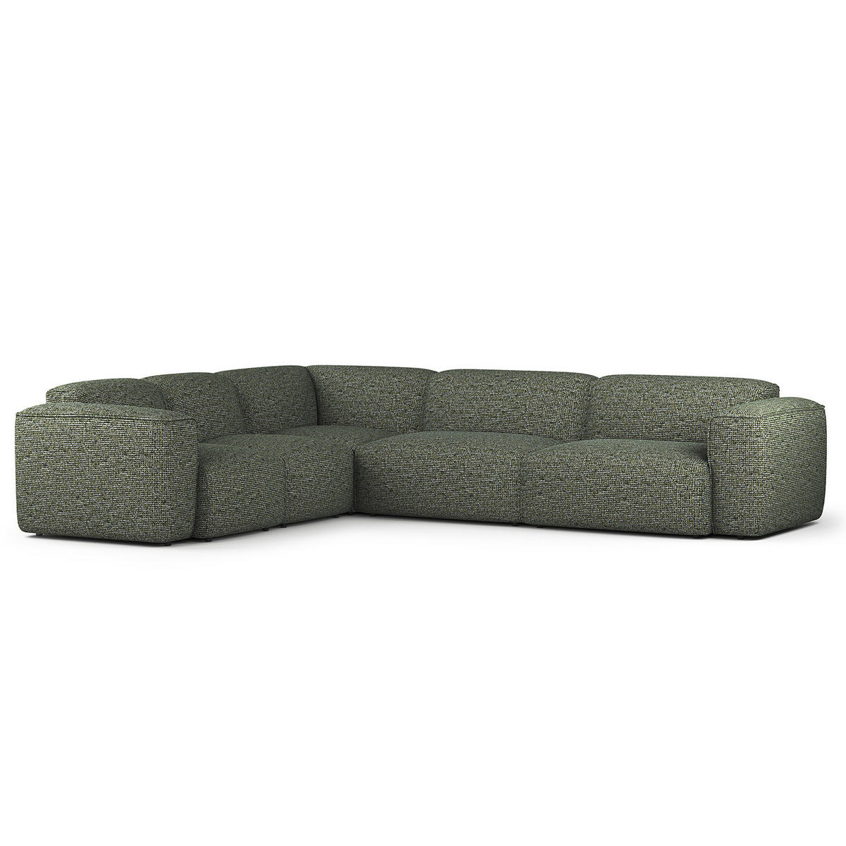 ECKSOFA mit Rundecke - Schwarz/Grün, Kunststoff/Textil (325/260cm) - home24