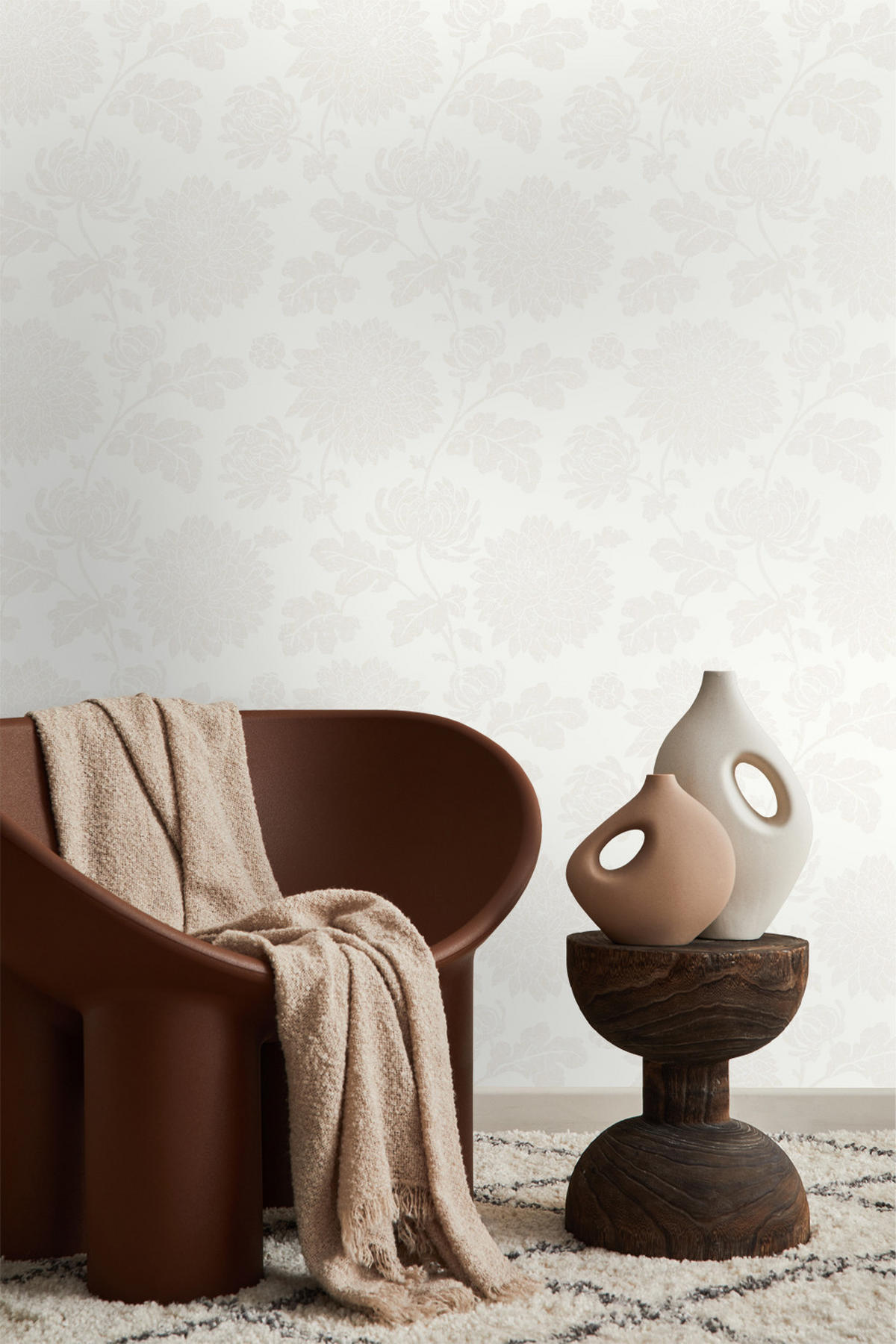TAPETE Blumen 53 cm x 10.05 m - Weiß, Papier (53/1000cm) - Origin Wallcoverings