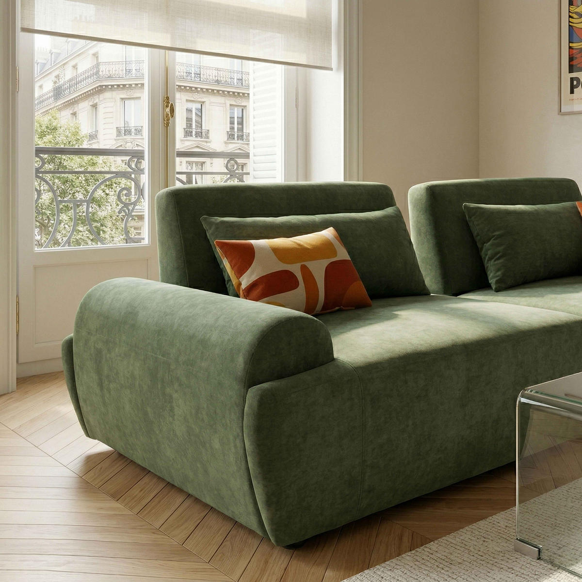 SOFA 2-Sitzer, Grün - Grün, Textil (218/82/109cm) - Oviala