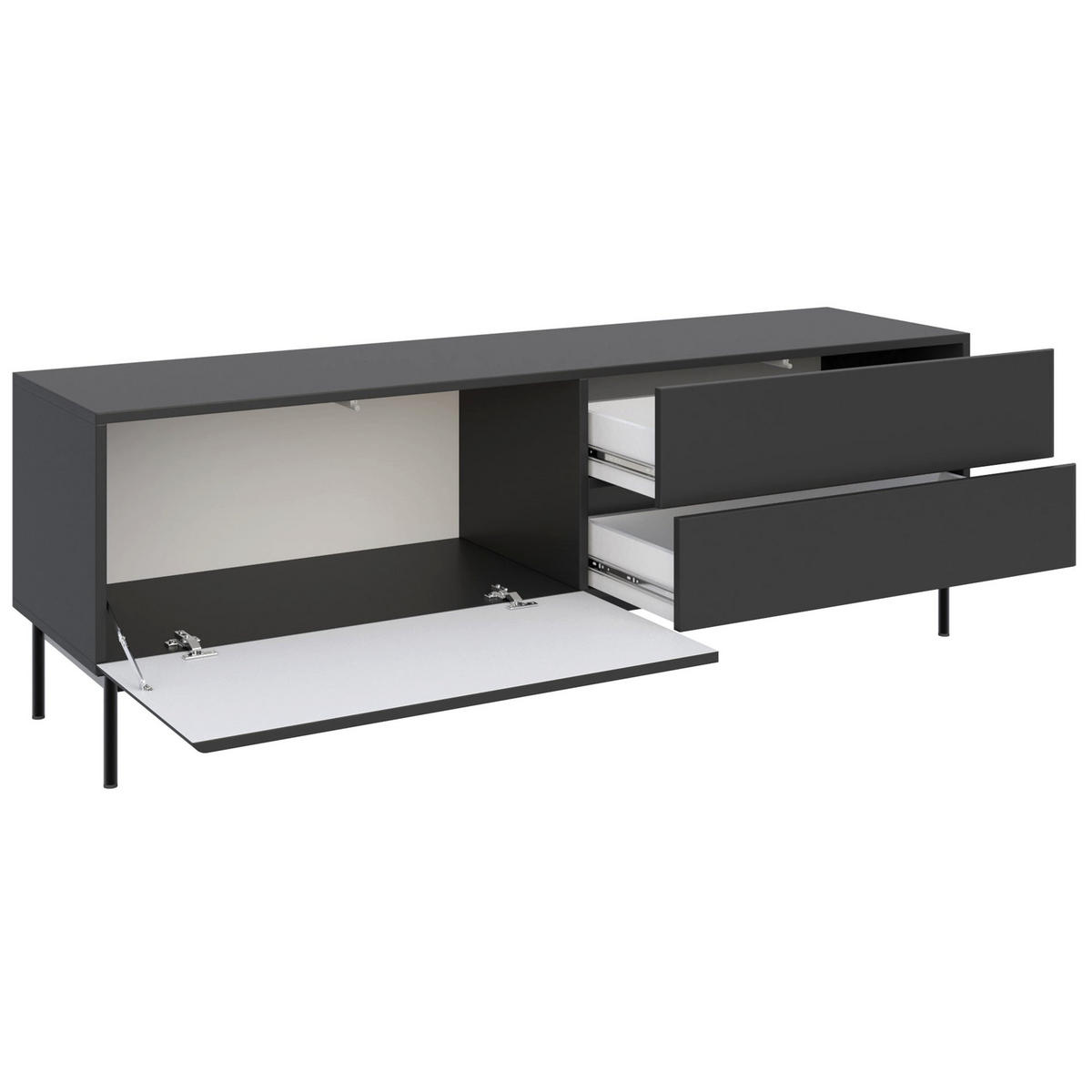 TV-STOLEK Olio Černá 160 cm - černá, kov/kompozitní dřevo (160/52/38.6cm) - Selsey