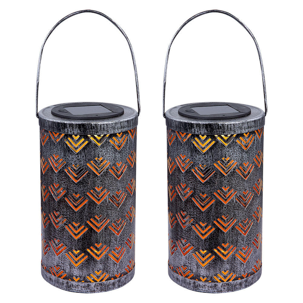 LED AUSSENLEUCHTE Silber antik gemustert 2er Set - Silberfarben, Metall (11/11/19cm) - Globo Lighting