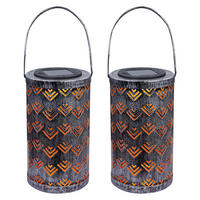 LED AUSSENLEUCHTE Silber antik gemustert 2er Set - Silberfarben, Metall (11/11/19cm) - Globo Lighting