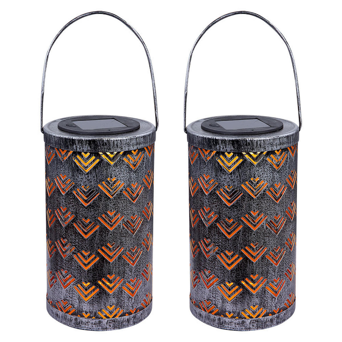 LED AUSSENLEUCHTE Silber antik gemustert 2er Set - Silberfarben, Metall (11/11/19cm) - Globo Lighting