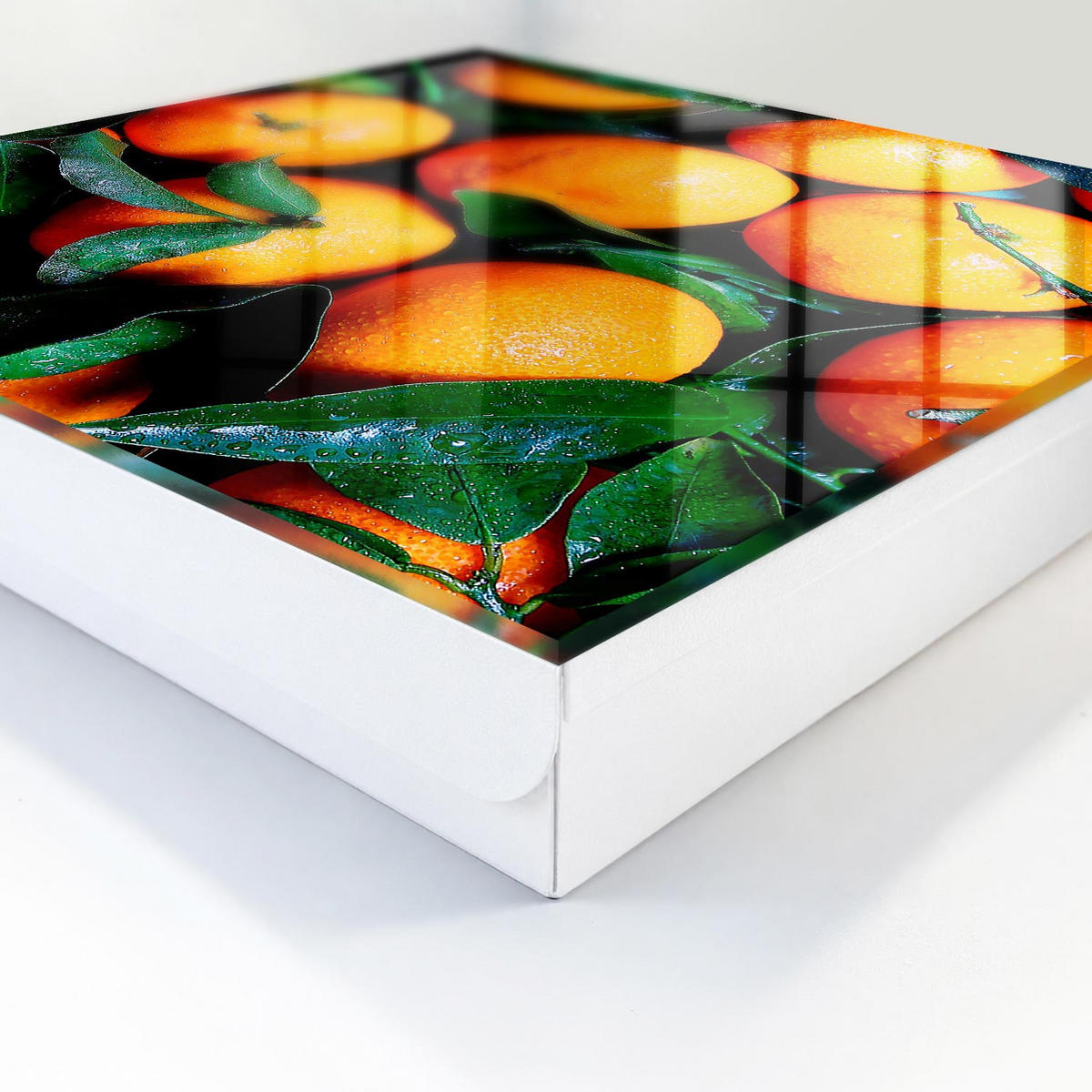 SCHLÜSSELBOX Weiß 30x30 cm – Türöffnung nach rechts - Frisches Obst - Orange, Metall (30/30/5cm) - TULUP