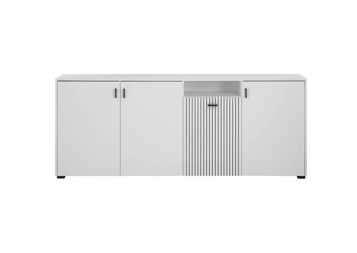 SIDEBOARD M17 Weiß Matt & Schwarz 200/80/42 cm breit - Weiß, Holzwerkstoff (200/80/42cm) - Livojo