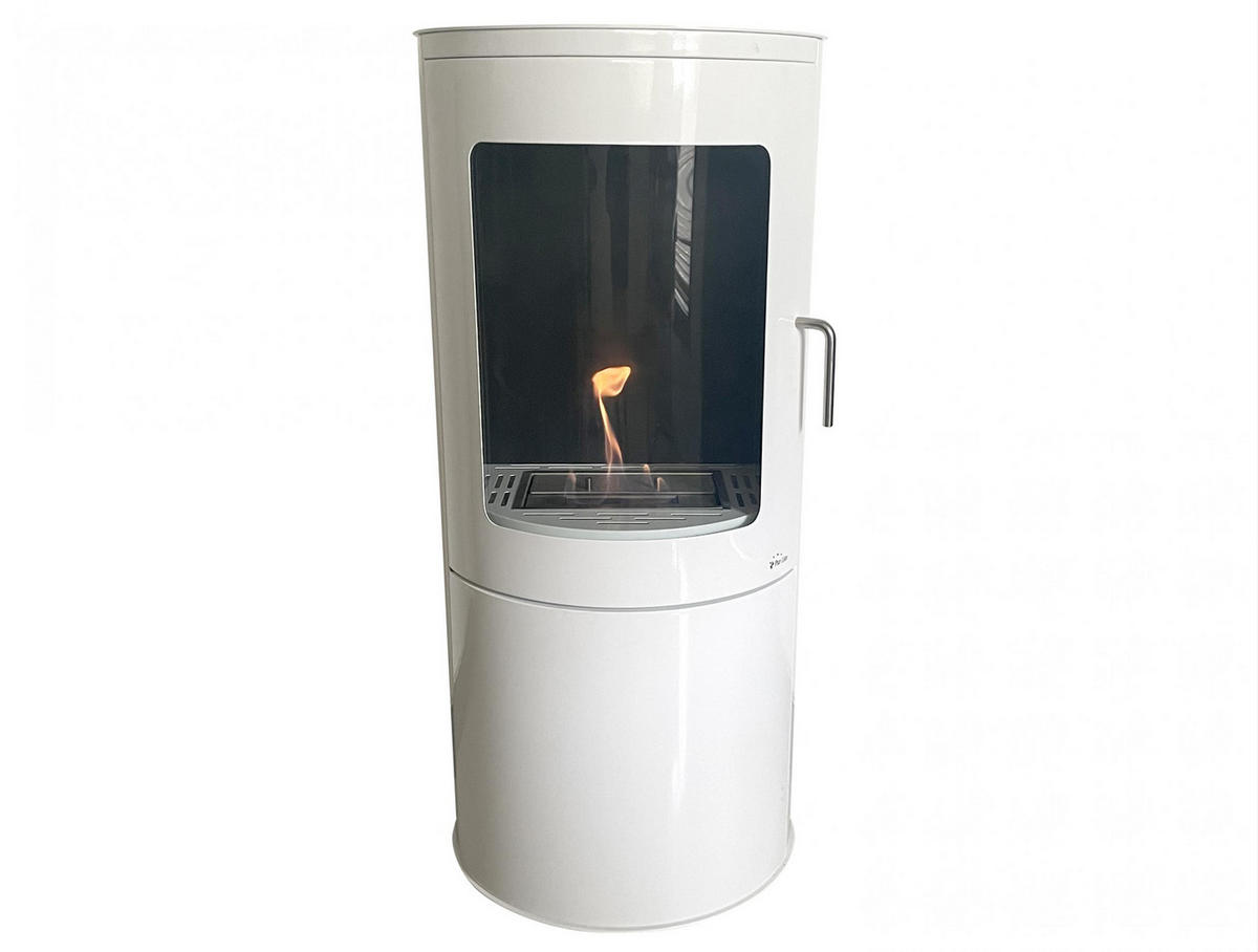 BIOETHANOL-OFEN Weiß inklusive 1.5 L-Tank und 3 kW Leistung - Weiß, Metall (44/96/30cm) - Purline