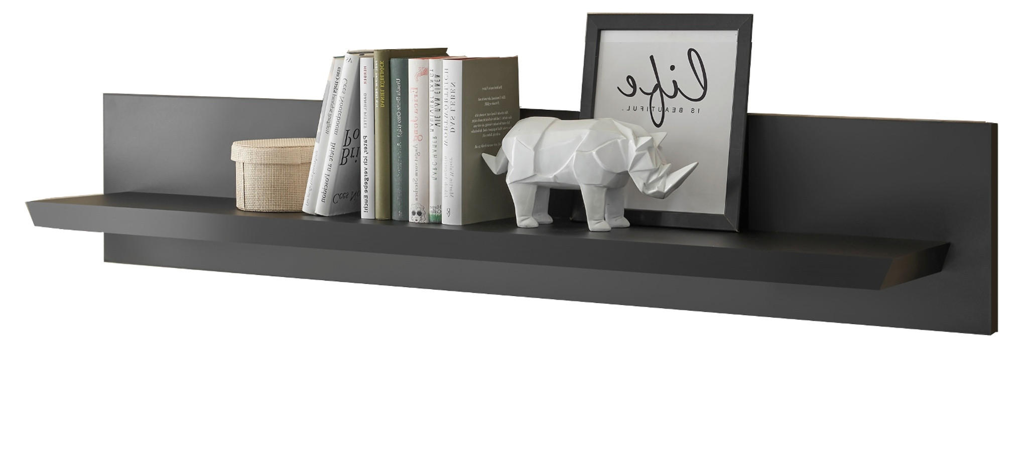 WANDBOARD schwarz matt, Wandregal 140 cm - Schwarz, Holzwerkstoff/Metall (140/45/22cm) - Furn.Design