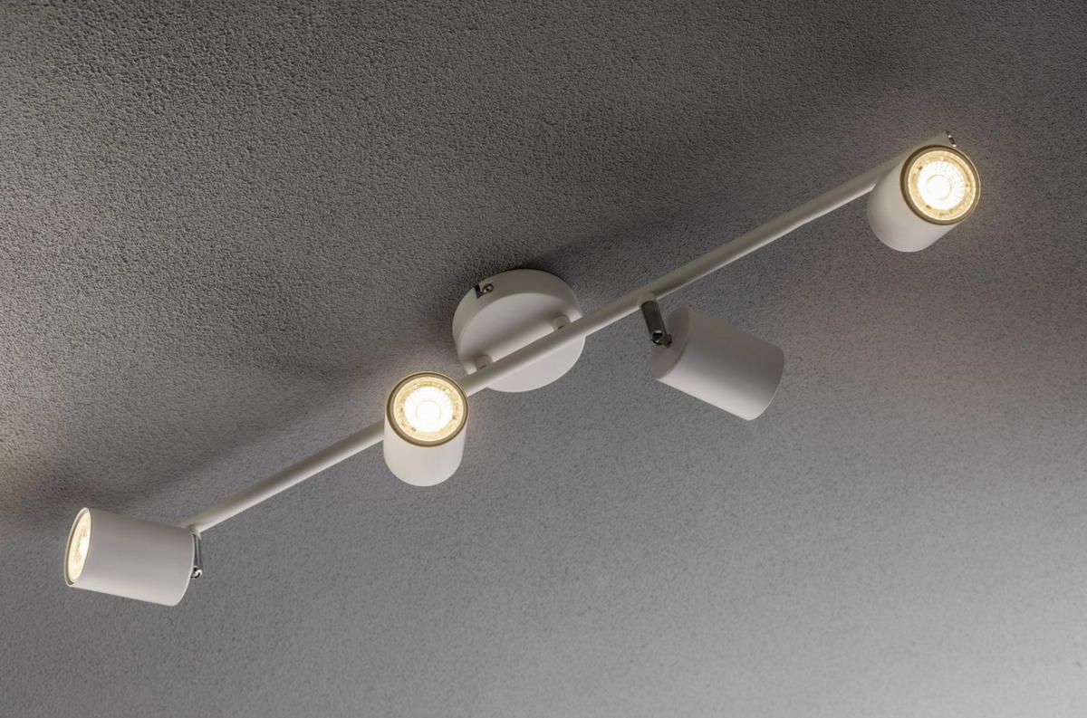 DECKENSTRAHLER BAR LICHT BUCHSE Weiß Vier Köpfe GU10 - Weiß, Metall (9/65/16.5cm) - CGC Europe