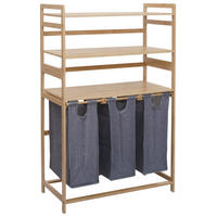 WÄSCHESAMMLER Braun, Grau - Braun/Grau, Holz (80/125/40cm) - MCW