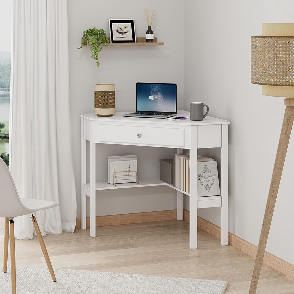 ECKSCHREIBTISCH Velto Weiß 75 x 71.6 cm - Weiß, Holzwerkstoff (71.6/75/76.8cm) - Vicco