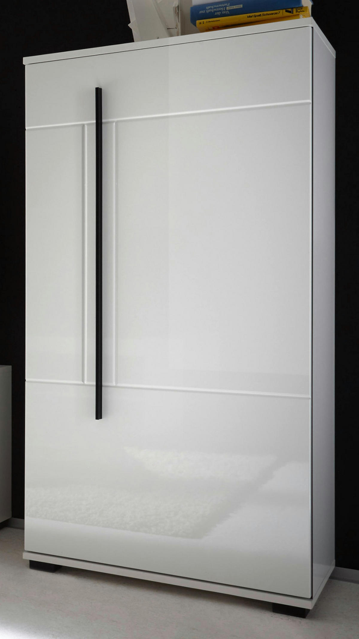 KOMMODE weiß Hochglanz 60 x 126 cm, Midischrank, modernes Design - Weiß Hochglanz/Schwarz, Holzwerkstoff/Kunststoff (60/126/37cm) - Furn.Design